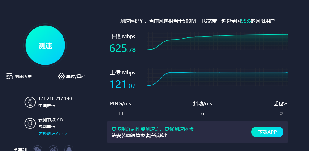 5G SA的网络实际网速